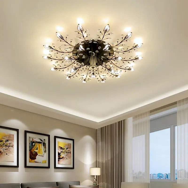 

Black Crystal Chandeliers Lights For Living Rooms Modern Large Tree Branch Ceiling Chandelier Crystal Bedroom Light Chandelier