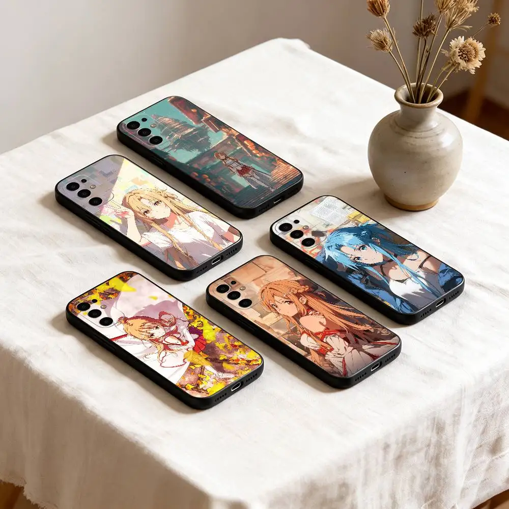 Asuna Yuuki Anime Phone Case For Samsung S25,S24,S21,S22,S23,S30,Ultra,S20,Plus,Fe,Lite,Note,10,Black Cover