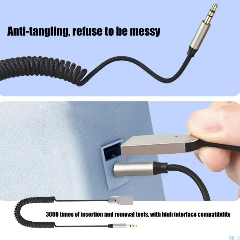 R91A USB sem fio a 3,5 mm Adaptadores carro Clear som Compatível com 5.4 Tecnologia e plugues Play Instalação para