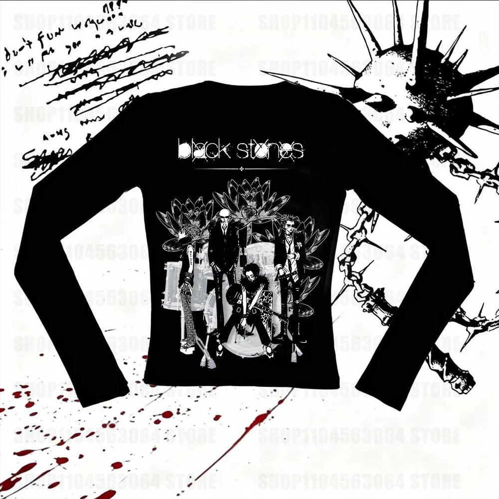 Clothing Female Emo Kpop Y2k T-shirt Trashy Y2k 2000s Tops Women's T-shirts Crop Top Women Long Sleeve Kawaii Woman Clothes Goth