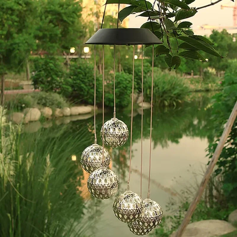 Balcony Terrace Arranged Wind Chime Lamps Solar Chandelier Outdoor Courtyard Garden Decorative Waterproof Small Hanging Lights