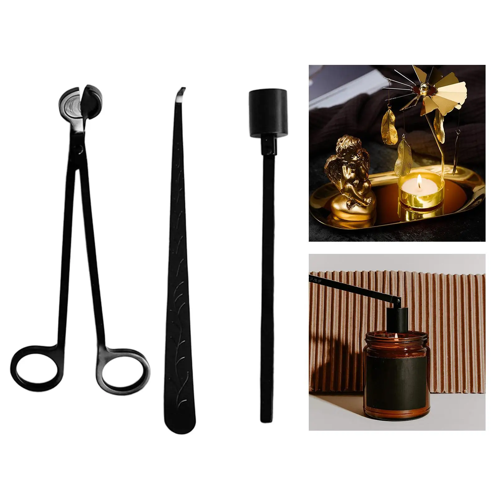 Candle Trimmer Snuffer Dipper Candlewick Scissors Extinguish Tools Set