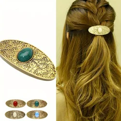 1pc Retro Inlaid Gemstone Hairpin Ladies Half-tied Hairpin on The Back of The Head Simple Personality Dress Up Hair Accessories