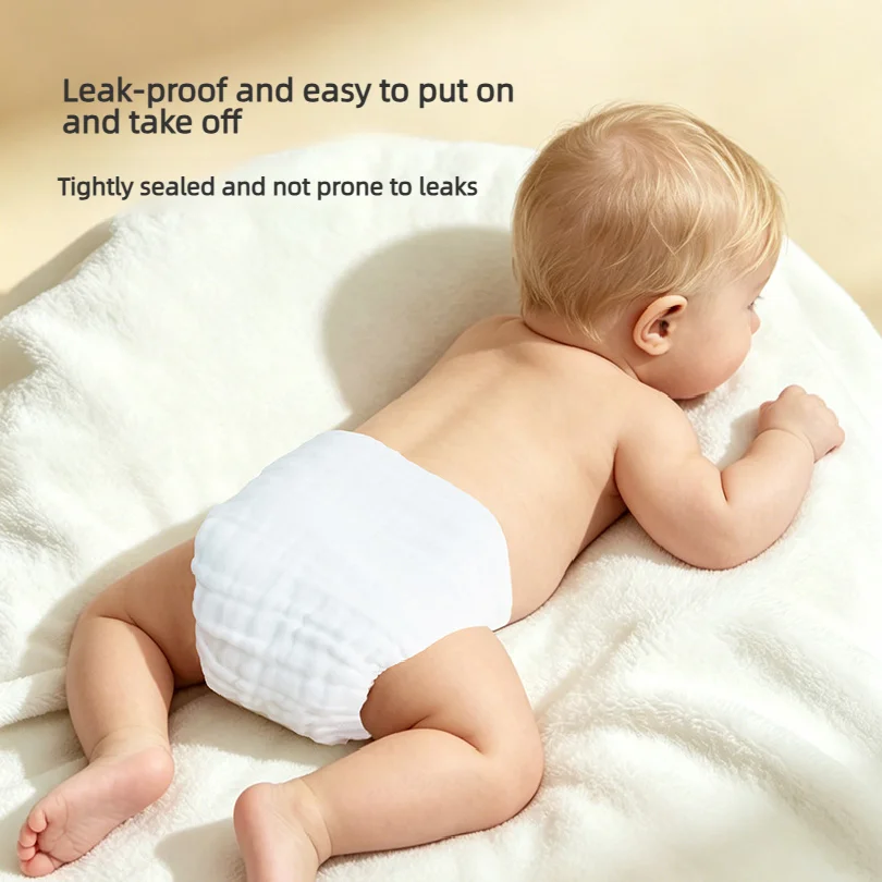 Waterproof and leak-proof on the sides Reusable Baby Cloth Diaper Pants 1pcs Cotton Gauze Breathable Nappy Cover Newborn