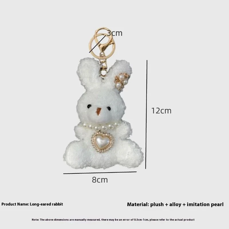 Sweet Cartoon Plush Collection: Long-eared Rabbit Stuffed Keyring for Females, Y2K Backpack Pendant and Phone Charm Gift