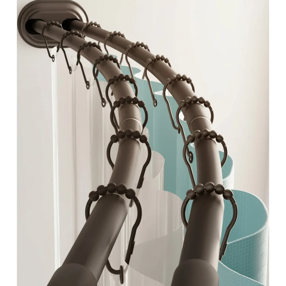 

Rustproof Double Curved Shower Rod, No Drill Adjustable Tension Rod for Bathroom, Extra Space 50-72 Inches Matte Black