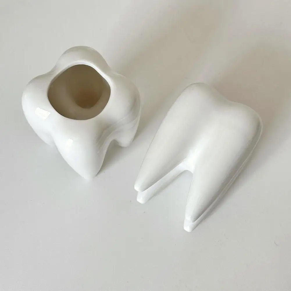 Imagem -05 - Engraçado Dente Forma Cerâmica Pen Holder Bonito Lápis Titular Branco Mesa Acessórios Secretária de Odontologia Dentista M2b3