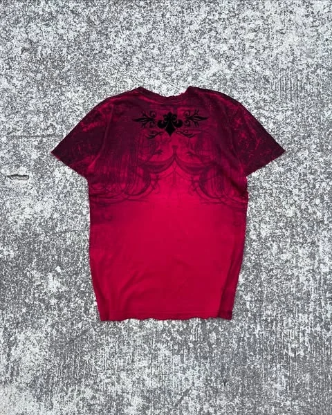 Affliction Eagle Printing Red T-shirt Men Hip hop Oversized Streetwear Washed American Style Clothes Women Short Sleeves
