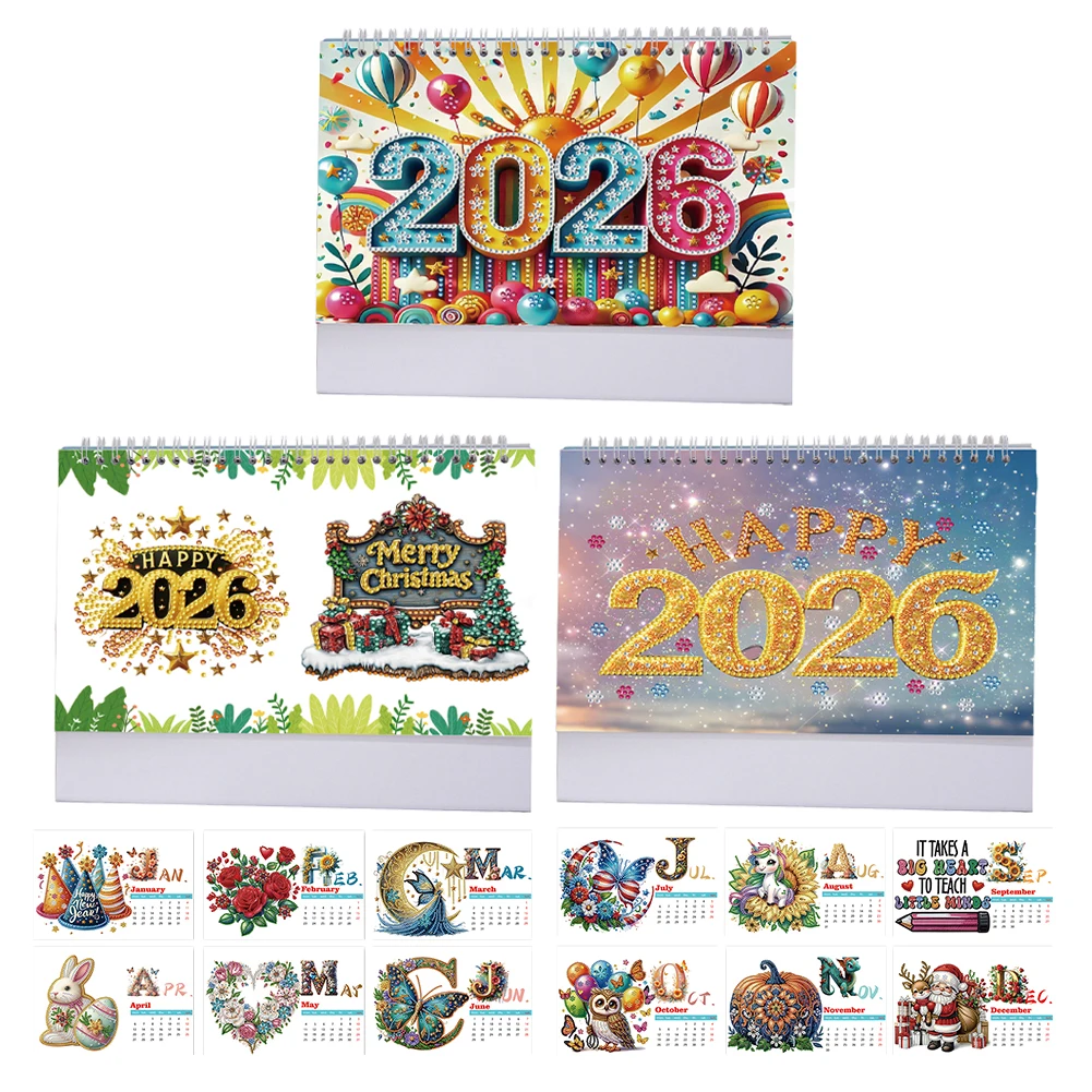 

Diamond Painting Monthly Calendar Kit DIY Calendar Desktop Ornament Monthly Flip Tabletop Calendar for Adults Beginners
