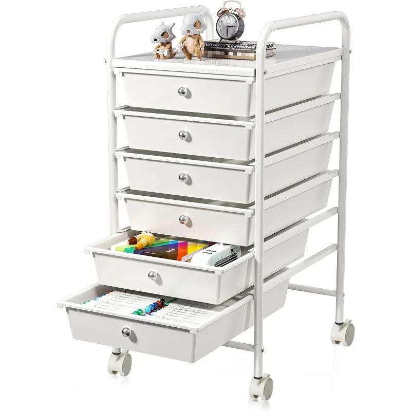 

6-Drawer Rolling Storage Cart, Plastic Drawer Storage Organizer Rolling Cart, Multipurpos Utility Cart