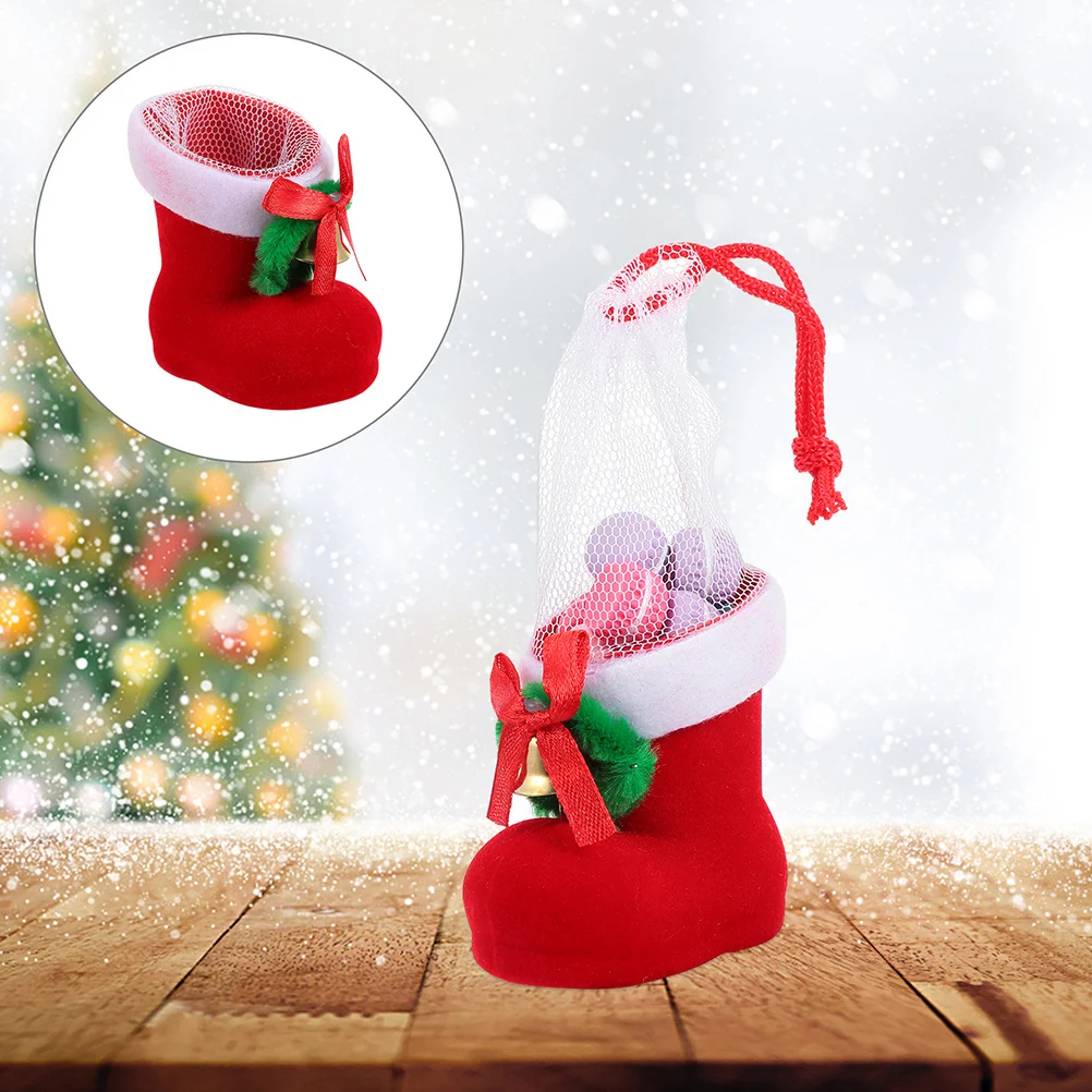 

4pcs Christmas Candy Boots Reusable Sweets Storage Gift Boot Decor Hanging Pendant Holiday Party Chocolate Holder Soft Flocking
