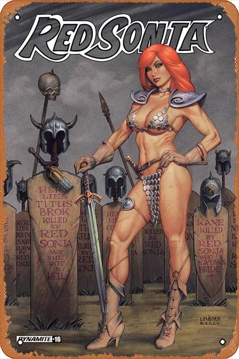 Zuhhgii Retro Metal Sign - Red Sonja (Dynamite, Vol. 5) 16 Var B Comic Book NM - Anime Metal Tin Sign film Poster for Music Cafe