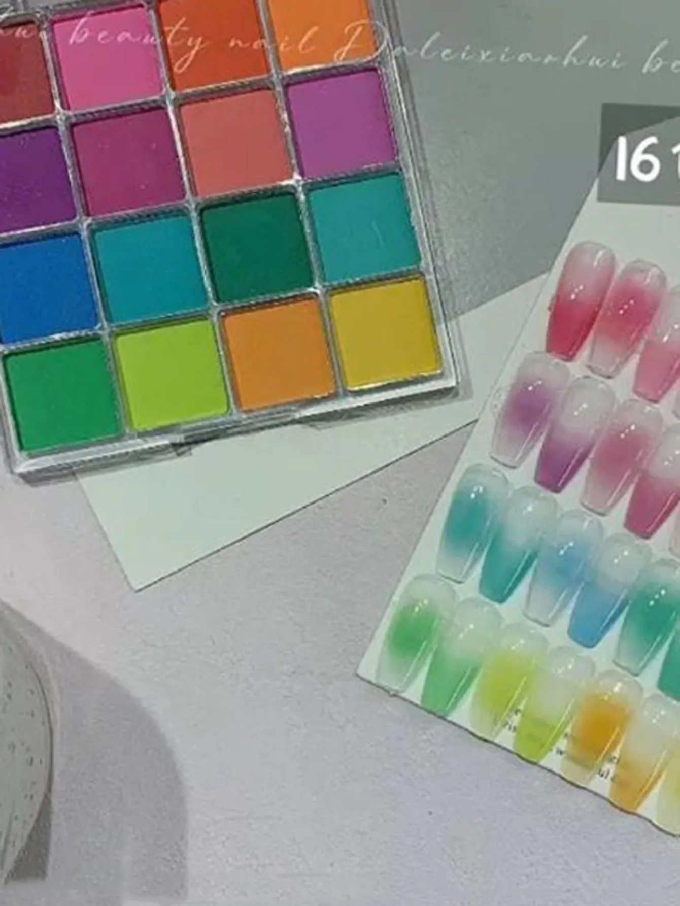 16 สี Solid Gradient ผงเล็บอายแชโดว์ Pearlescent SHELL Pigment ฝุ่นสําหรับแต่งหน้าสาวเผ็ด YK2 Rubbing Powder * 1