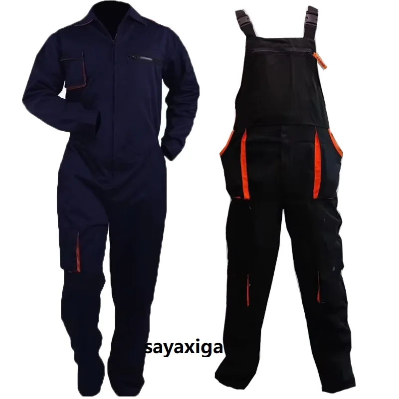 Bib Overalls Men Women Work Clothing Protective Coveralls Strap Jumpsuit Multi Pockets Uniform Sleeveless Rompers Cargo Pants