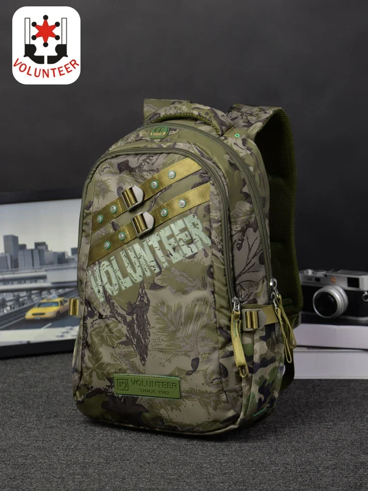 Volunteer Backpacks for Men 2023 New Waterproof Large Capacity Camouflage Multi-pocket High Quality Oxford Shoulders Bag 1612-01