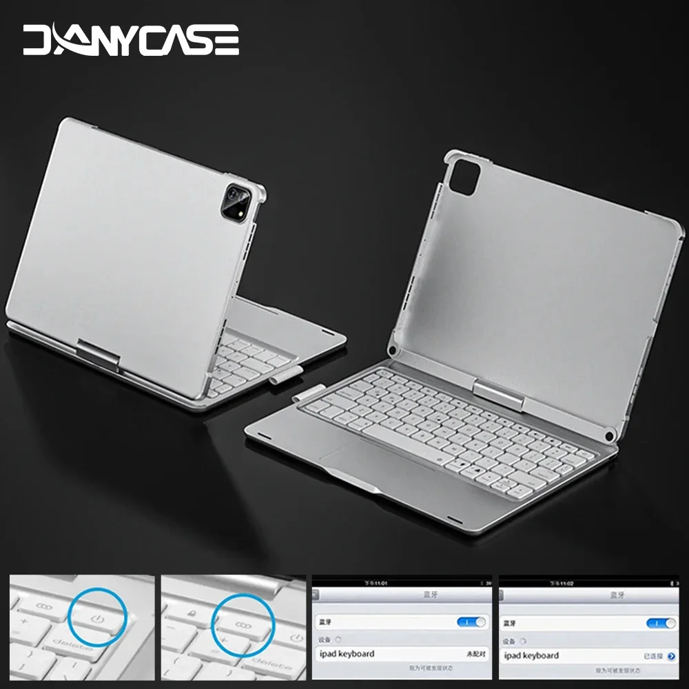 

Чехол с волшебной клавиатурой с подсветкой для iPad 2024, iPad 10,2, 7, 8, 9, Bluetooth, защита от падения и пыли, вращающийся чехол для клавиатуры ﻿