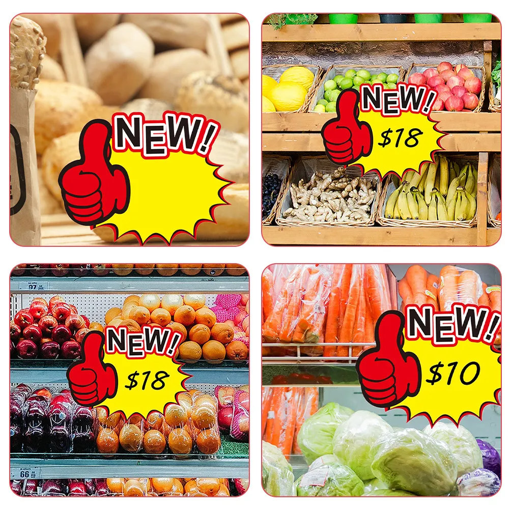 

100 шт. этикеток-ценников для торговли, стикеры-ценники для супермаркетов, рекламные ценники для розничных магазинов