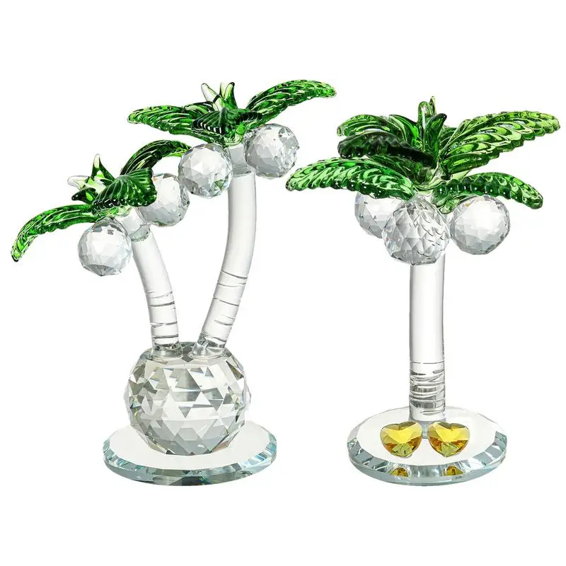 Coconut Palms Tree Pendant Vivid Fake Coconut Tree Shape Crystal Statue Ornament Fake Coconut Tree Shape Plant Small Sculpture