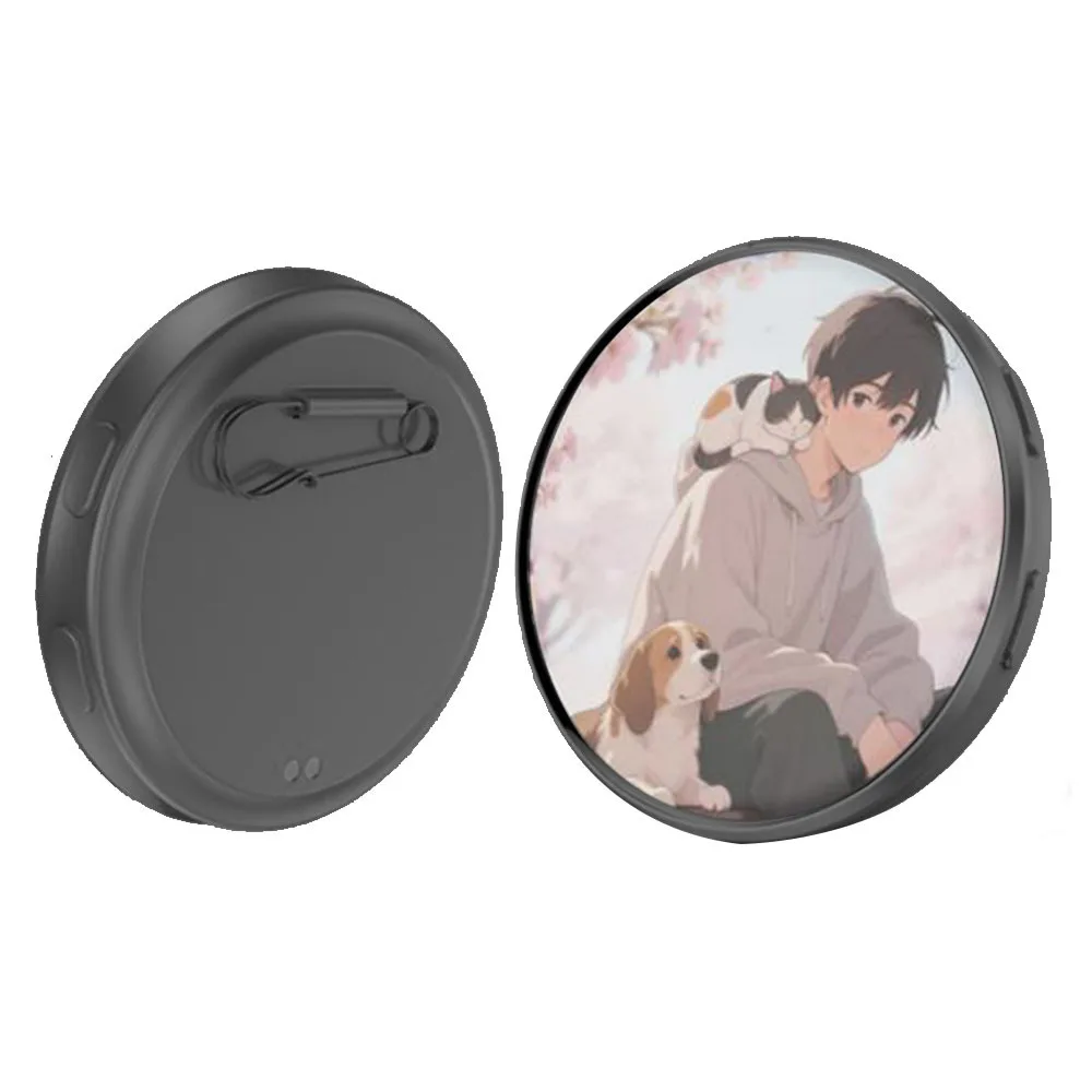 Anime E-Badge Digital Screen Pin with Photo Video Display HD Touchscreen Electronic Badge for Party Cosplay Fandoms Cartoon Gift