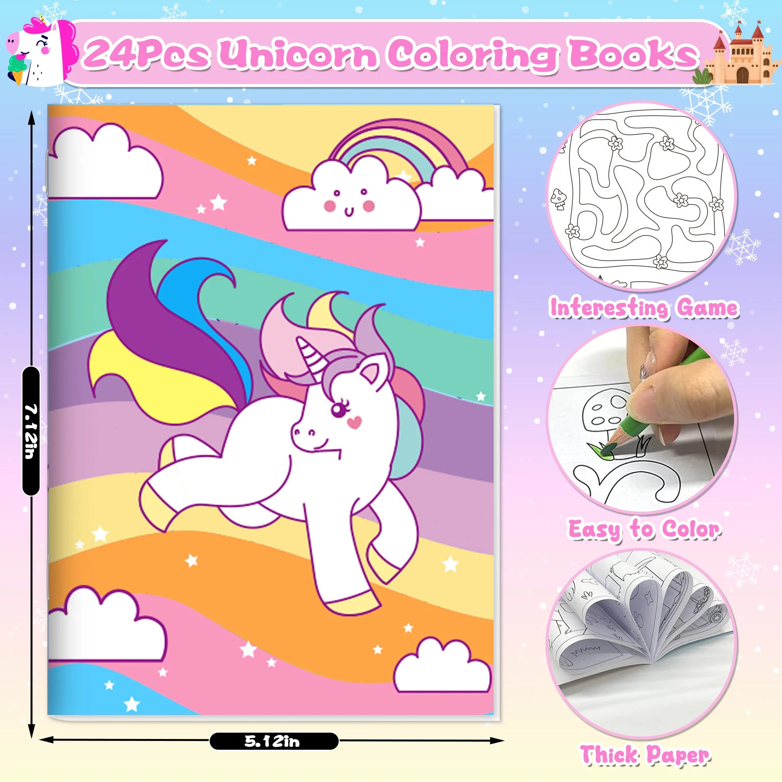 24Pcs Magic Horse Mini Coloring Books for Kids Party Favors Bulk Gift Small Art Unicorm Drawing Activity Book for Birthday Goodi