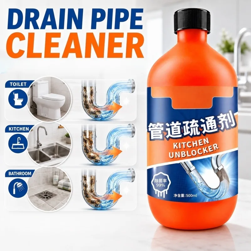 500ml MOMENG Pipe Dredger Deodorizer For Drain Clogs Fast Dissolve Unique Formula Safe Natural Pipe Cleaner Remove Blockages