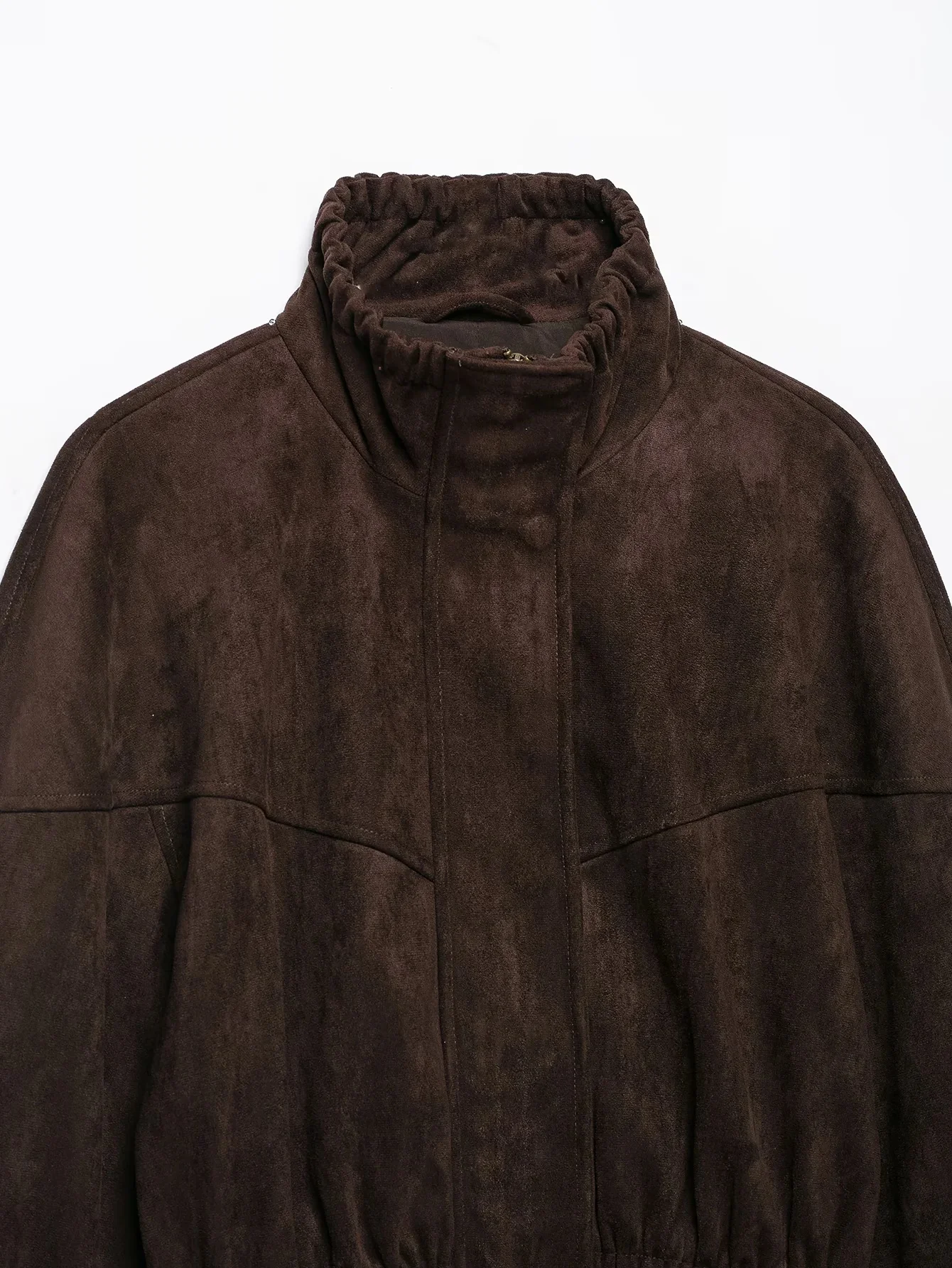 KONDALA Women 2026 Fall Winter Retro Elegant Jacket Faux Suede Casual Chic Zipper Coat Trendy Street Commute Coffee Brown Coat