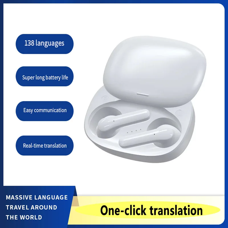 

Smart Sliding cover Bluetooth voice translation headset waterproof essential translator for listening to music and study abroad