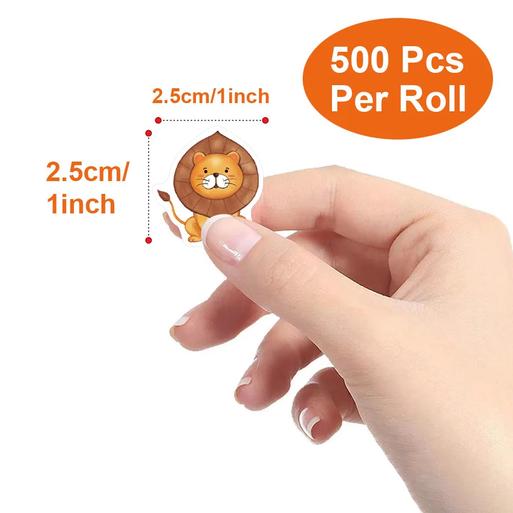 500Pcs/Roll Heterotypic Forest Animals Stickers 2.5cm Fox Rabbit Lion Tiger Sticker Decoration Gift Box Label Stationery Sticker