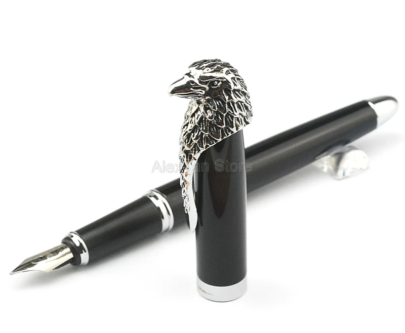 

Fuliwen Owl Fountain Pen Eagle Head Clip Writing Pens Medium Nib 0.7mm , Black Barrel Gift Pen For Office & Home Business