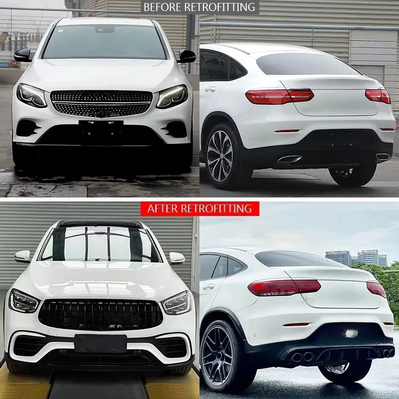 2016-2019 Car Modification Upgrade 2020-2022 AMG Front Bumper and Rear Bumper Body Kit Surround Suitable for  GLC Coupe