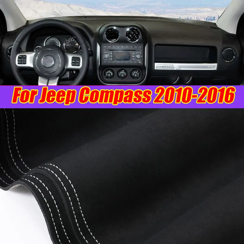 

Black Leather Dashboard Cover Dash Protector Pad Mat For Jeep Compass 2010-2016