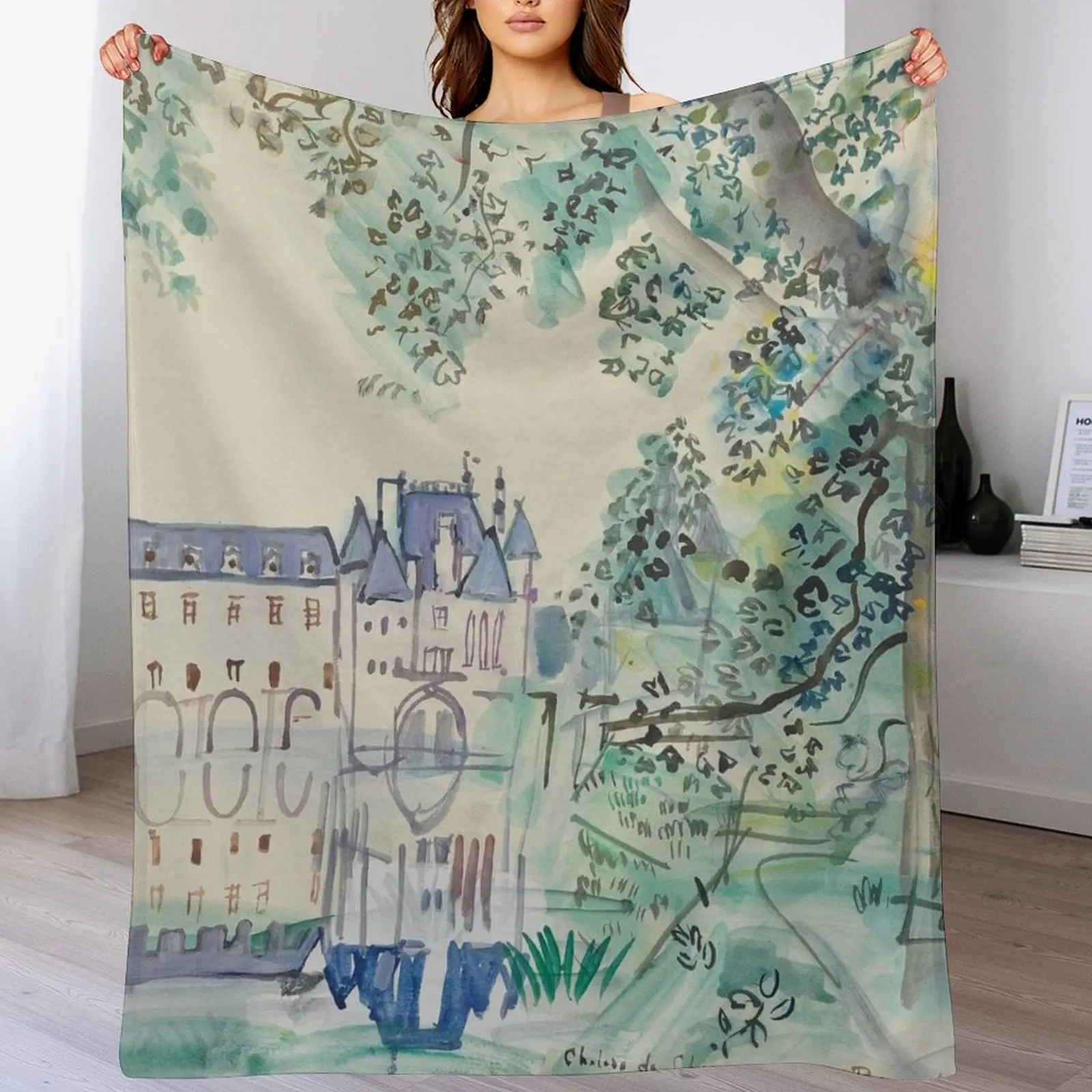 Raoul Dufy Chateau de Chenonceau Throw Blanket Stylish Decor Blanket Gift for Friends Roommate
