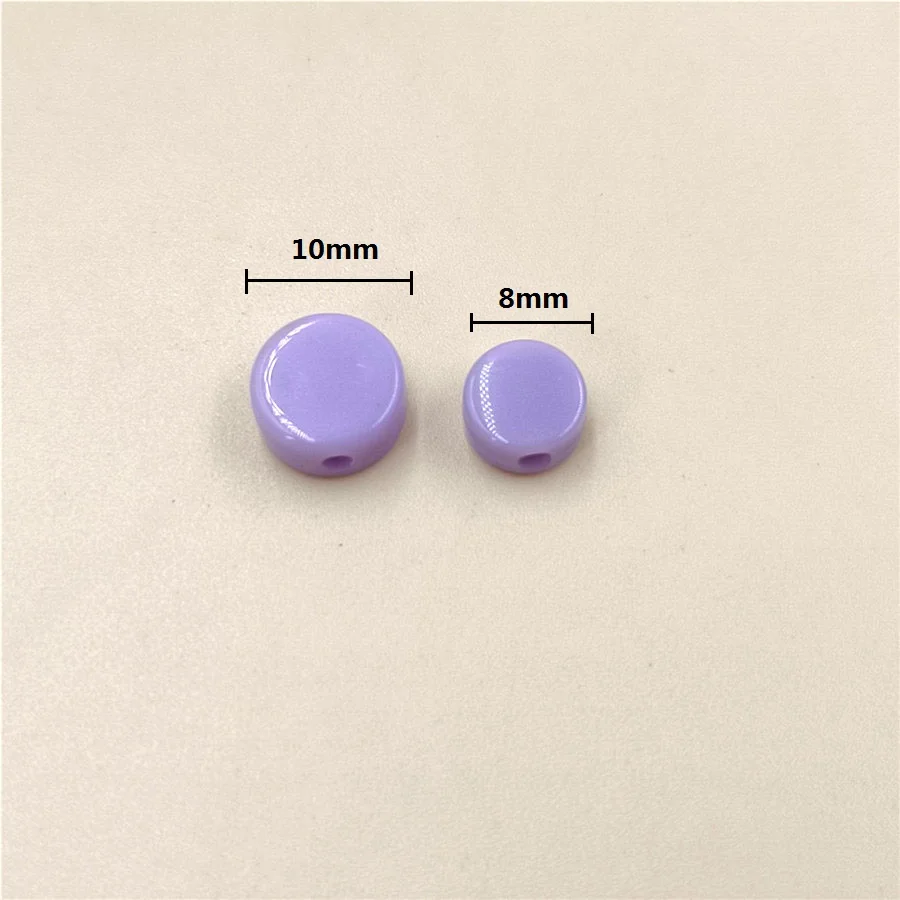 100Pcs 8mm/10mm Cream Macaron Color Round Flat BeadsJewelry Accessories DIY Bracelet Necklace Making