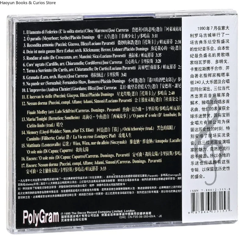 Three Tenors: The Concert of the Century (CD)、1CD、17 lagu.、CARRERAS DOMINGO PAVAROTTI dalam konser MEHTA