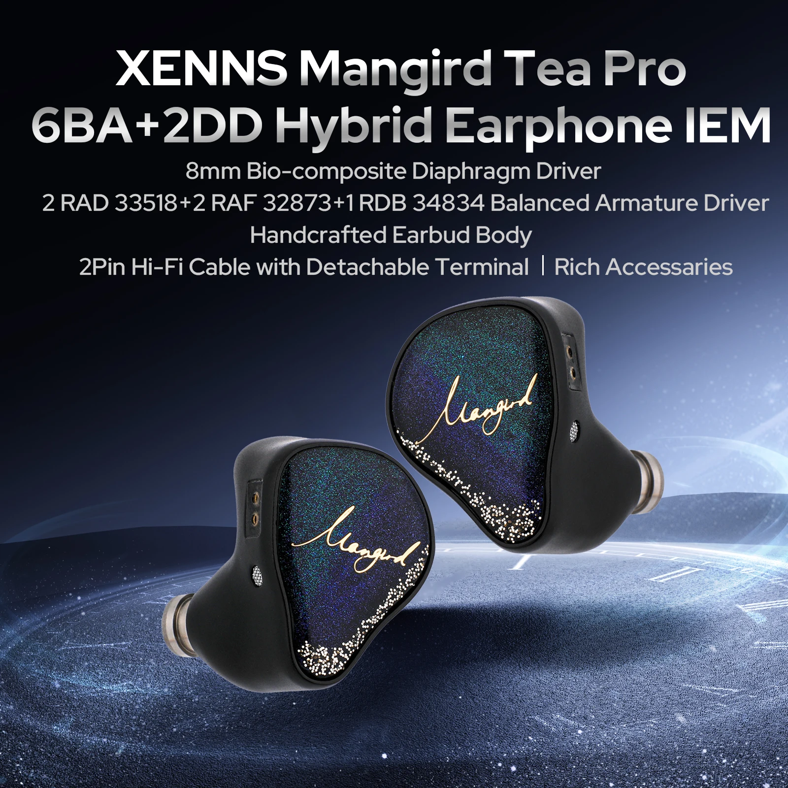 Pre-order Xenns Mangird Tea Pro 2024 Updated 6BA + 2DD Hybrid Higher Performance IEM Hifi Headphones with Xenns Custom Cable