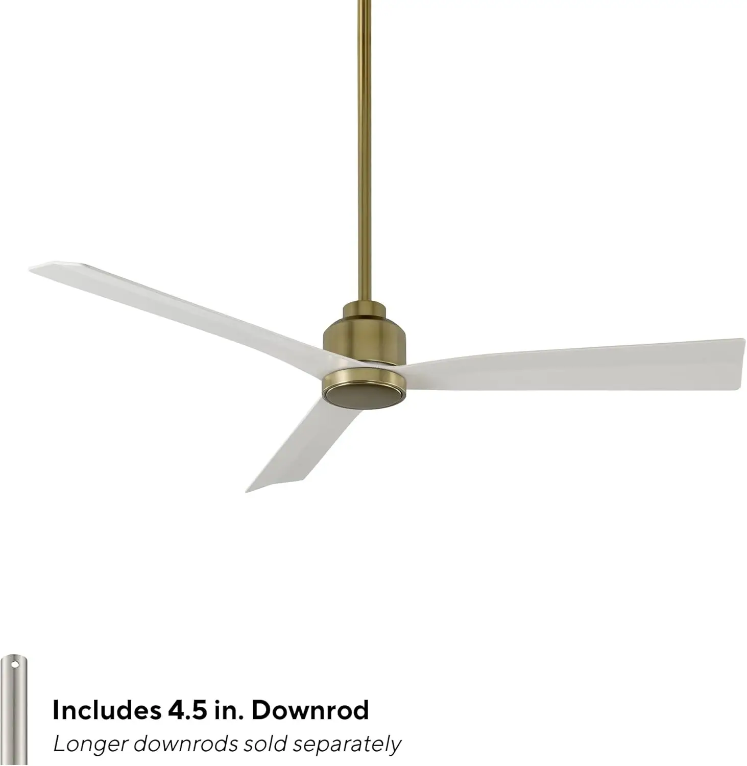 Smart Fans Clean Indoor and Outdoor 3-Blade Smart Home Ceiling Fan 52in Satin Brass Matte White with Remote Control