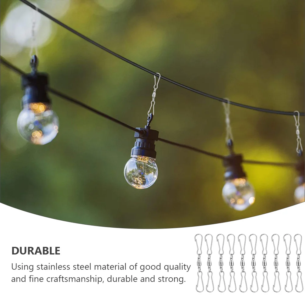 

10Pcs Stainless Steel Dual Swivel Hooks Rotatable Windsock Clips Hanging Bird Feeder Wind Chimes Windsock Clips