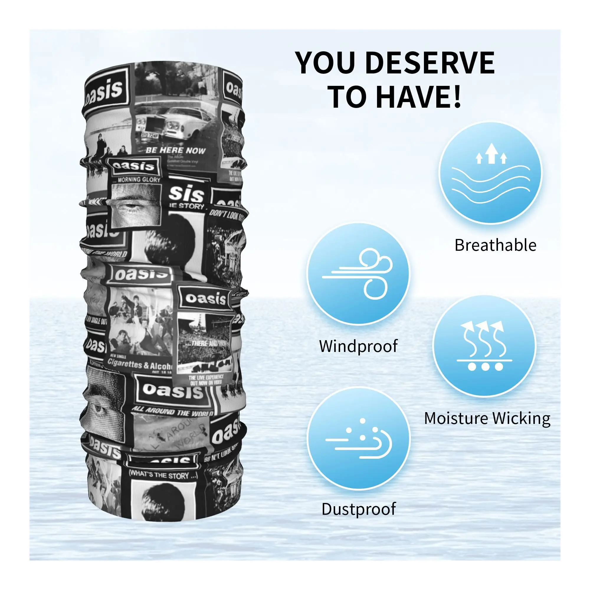 Custom O-Oasises British Rock Neck Gaiter Women Men UV Protection Winter  Bandana Scarf for Hiking