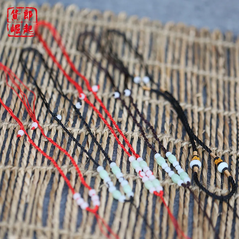 

Woven Pendant Rope, Handmade Gold Jade Jade Pendant, Beeswax Pendant, Gift Lanyard, Pendant Rope, Red Rope, Mixed With Various S