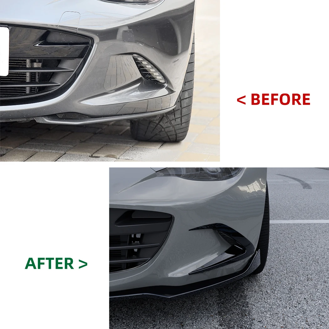 For Mazda MX-5 Miata ND 2016+ Front Bumper Cover Wind Knife Glossy Black Fog Lamp Trim Blade Trim Light Car Accessories