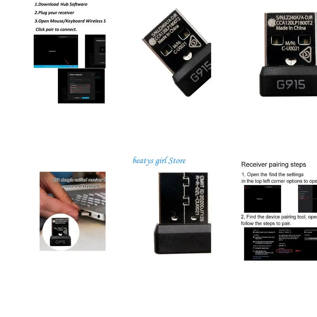 

C7AB New for G915 Gamings Keyboards USB Receiver Adapter Dongle