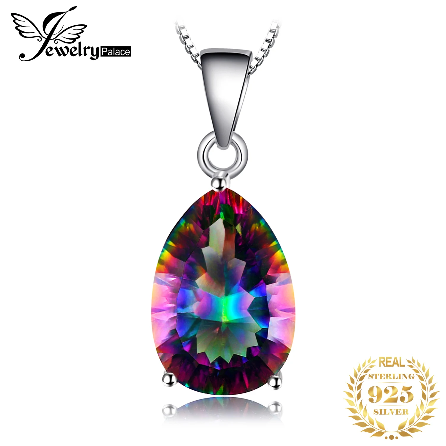 JewelryPalace 5ct Natural Rainbow Mystic Quartz 925 srebro naszyjnik dla kobiety moda prezent bez łańcucha New Arrival