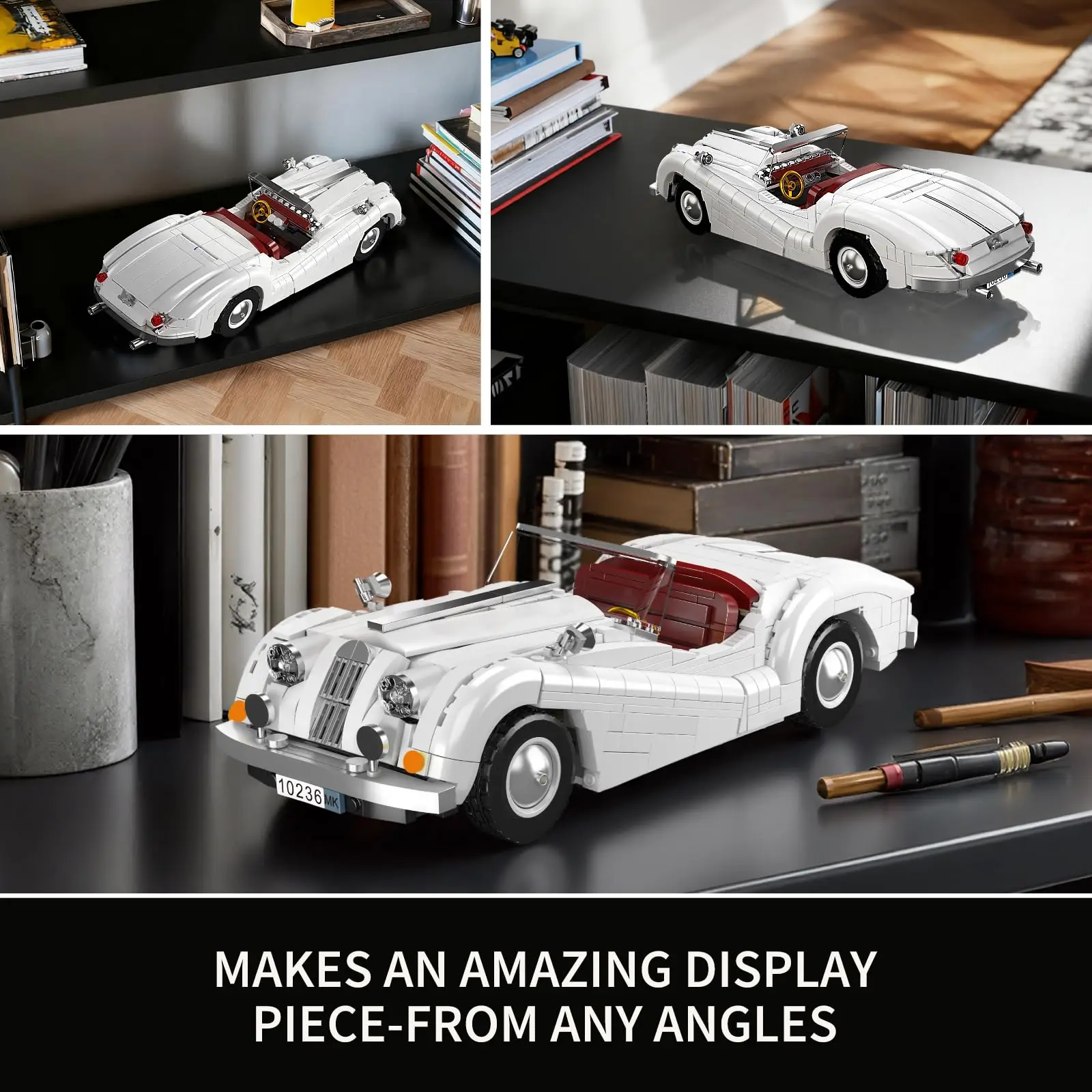 1302 Stück Sportwagen-Baustein-Sets, MOC Oldtimer-Modellbausatz Supercar Racing Modellbausätze, Sammlungen und Enthusiasten