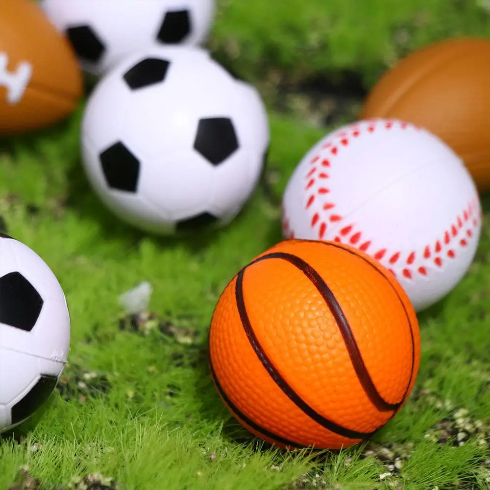 Soft Kid Toy Football PU Foam Rugby Bouncy Balls PU Sponge Ball Mini Basketball Toys Squeeze Ball Funny Toy Balls
