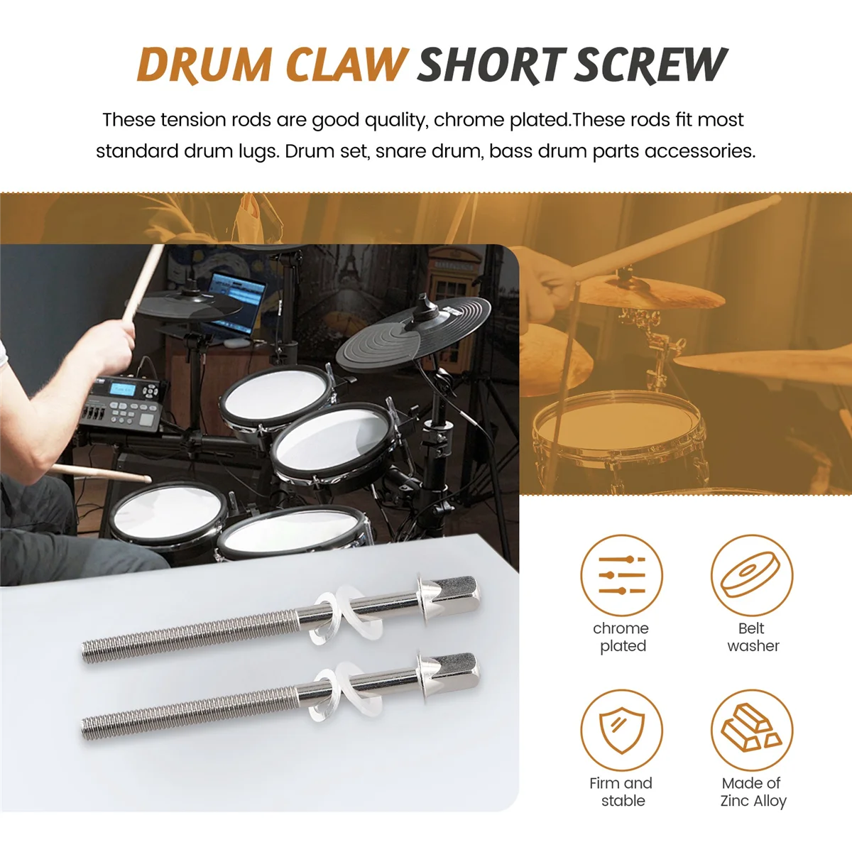 A71P 12 stücke Trommel Spannung Stangen Spannung Schrauben Bass Drum Schrauben Set Bass Snare Drum Zubehör Trommel Hardware M5x60MM