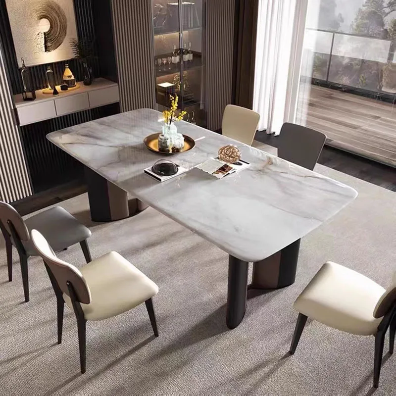 

Design Unfolding Dining Table Rectangle Chairs Italy Luxury Dining Table Industrial Living Mesa De Jantar Decoration Accessories