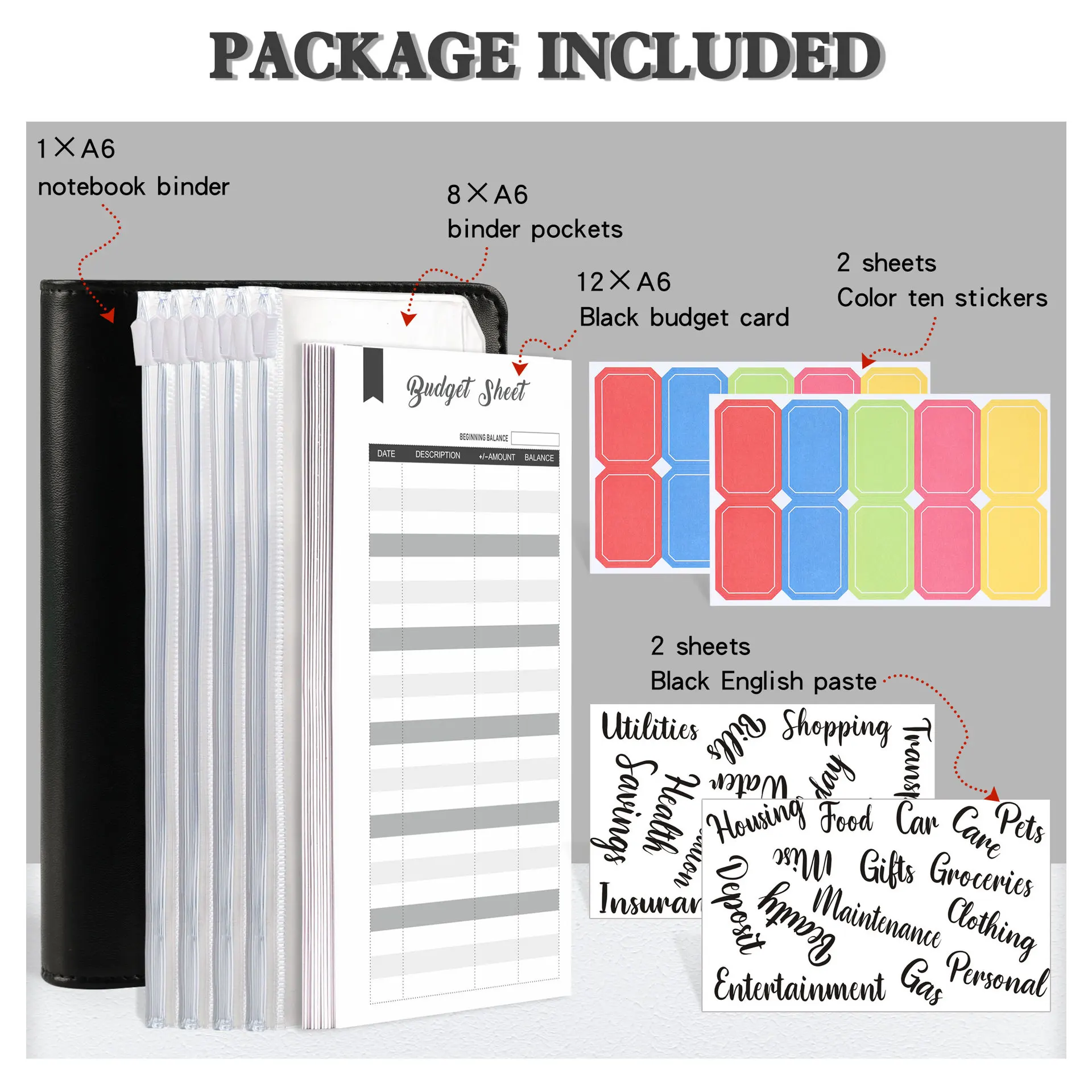 A6 Money Budget Planner Binder With Zipper Envelopes, Cash Envelopes For Budgeting, Money Organizer For A6 Cash Budget Binde