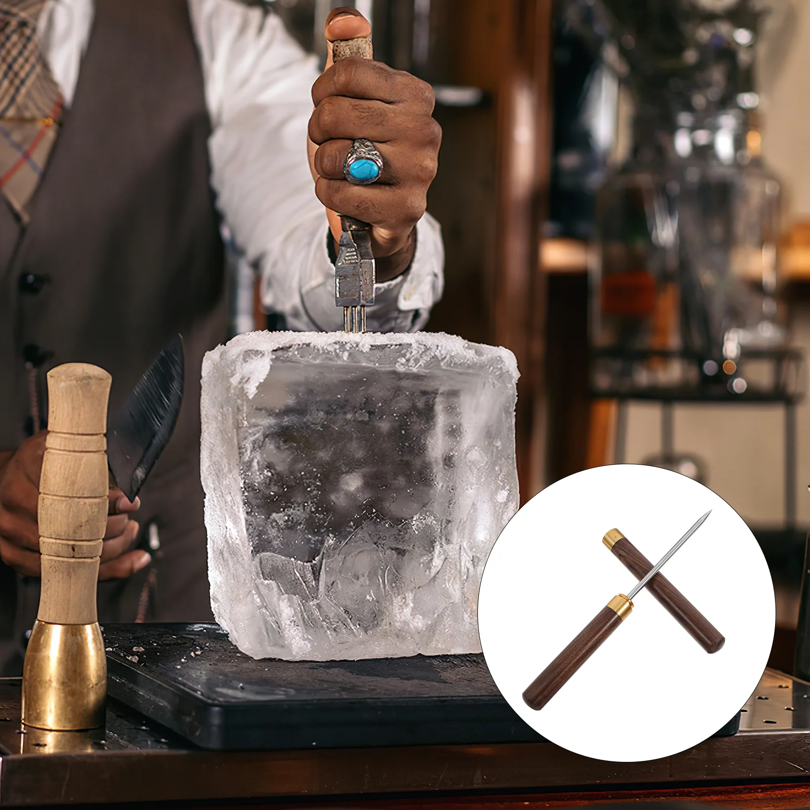 

Stainless Steel Pick Chisel Safety Cover Multifunctional Ice Crusher Tool For Bartending Banquet Kitchen Bar Portable Ice