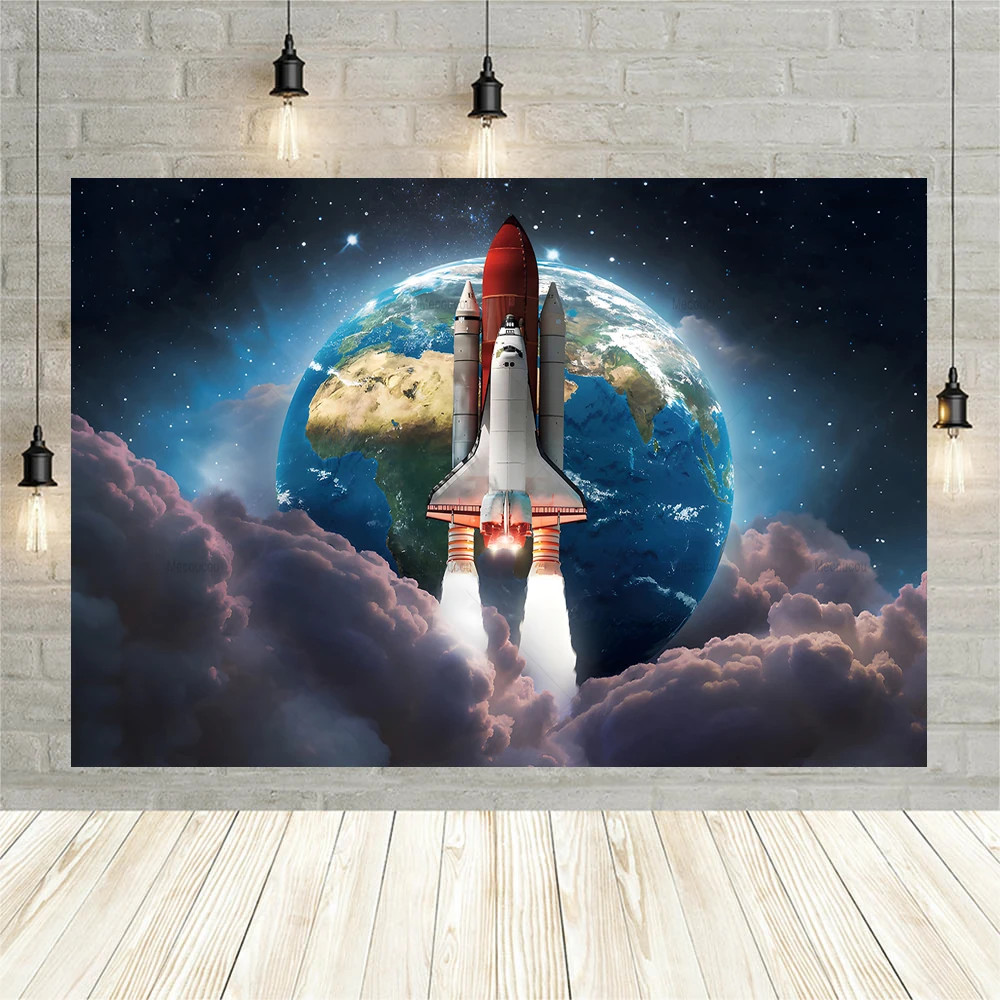 Outer Space Background Custom Children Happy Birthday Party Photography Banner Backdrop Planet Galaxy Decoration Kid\'s Room