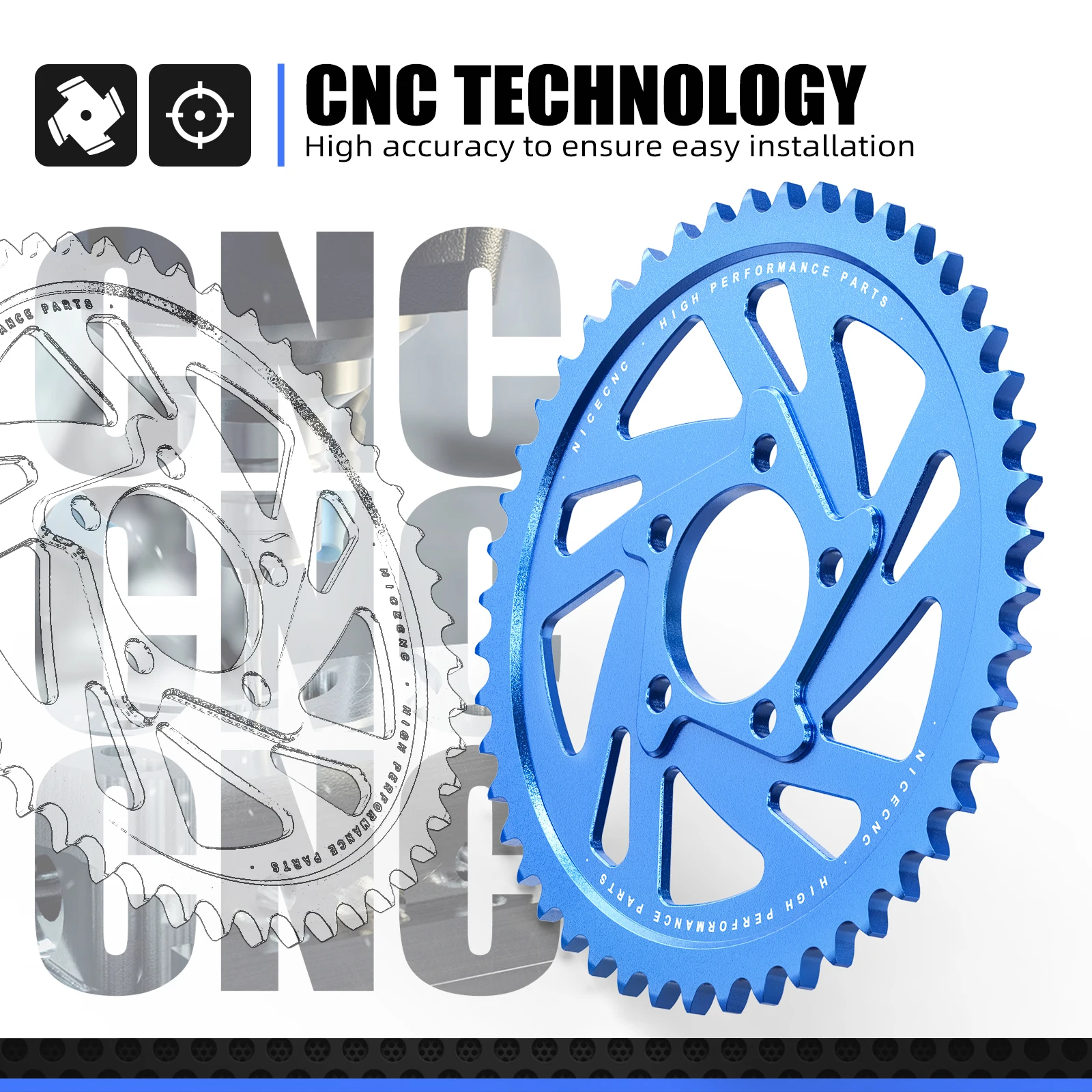 NICECNC 48T ضرس خلفي ومسامير ضرس خلفي لـ Surron light bee X light bee S L1E Segway X160 Segway X260 Sur-ron جزء الدراجة